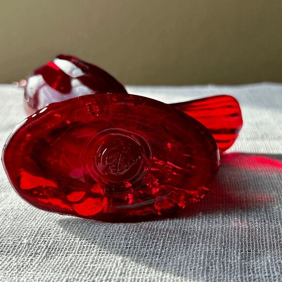 Vintage Mosser Glass Ruby Red Cardinal Figurine – Solid Glass, USA Made - Picture 4 of 5